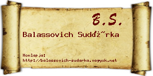 Balassovich Sudárka névjegykártya